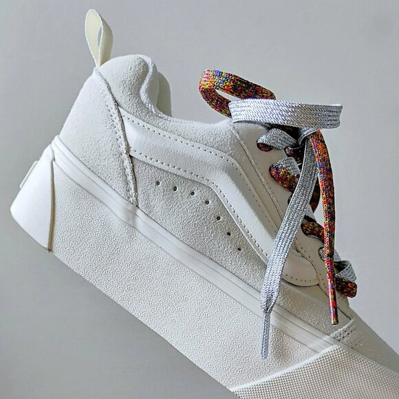 Vans Women Knu Stack/Platform Suede Sneaker in Amazing Laces Multi/Marshmallow - Picture 5 of 13
